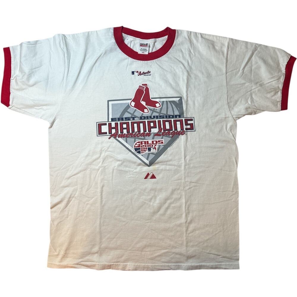 Boston Red Sox White T-Shirt East Div. American League Champions 2007 SZ XL